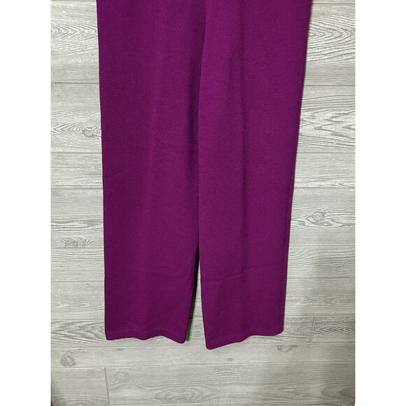 St. John - Plum High-Waisted Straight Leg Knit Pants SIZE 10 - Picture 4 of 10